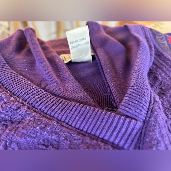 VINTAGE Blast Purple Long Sleeved Eclectic 80s Grandmacore Sweater Retro Large - Picture 5 of 11